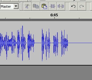 A waveform in Audacity showing nose has been cleaned.