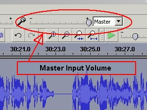 The Master Input Control slider in Audacity.