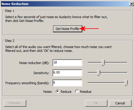 how to remove high pitched noise audacity