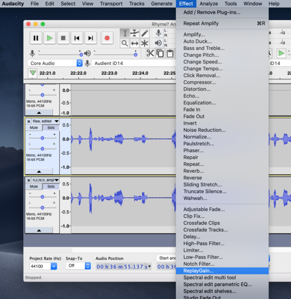 File:ReplayGain, shown within Audacity.png